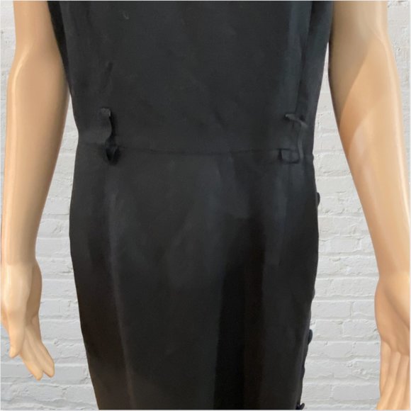 NEW YORK STUDIO -- Maxi Dress, Black Linen with Side Buttons, Sleeveless, Lined - Picture 4 of 16